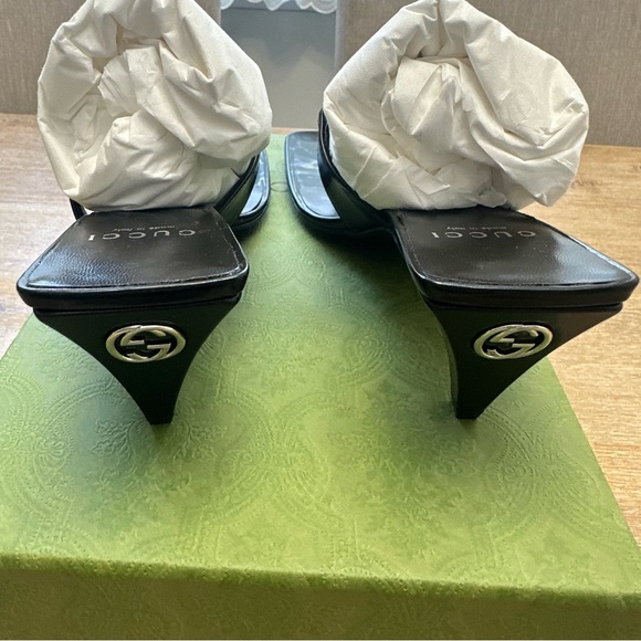 NIB Gucci Black 65mm Horsebit leather mules 38 - Picture 5 of 7